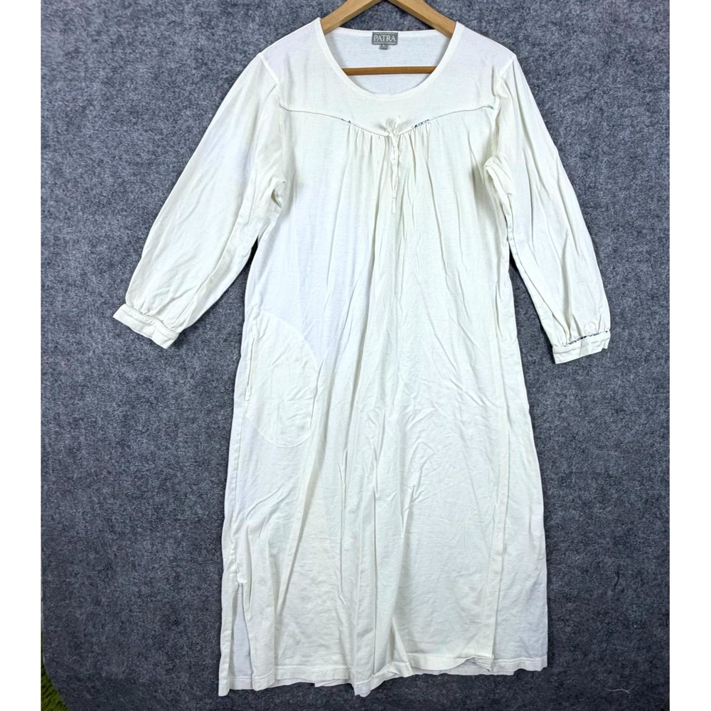 Patra Nightdress Womens Large White Bow Detail Grandma House Dress Side Slit